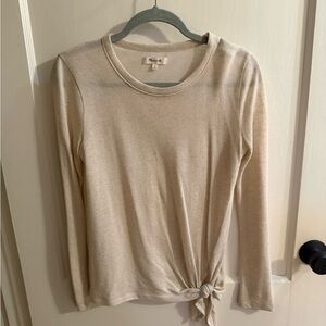 Madewell Cream Long Sleeve Top with Side Knot